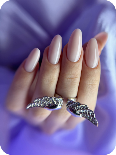 BIAB manicure close up detail