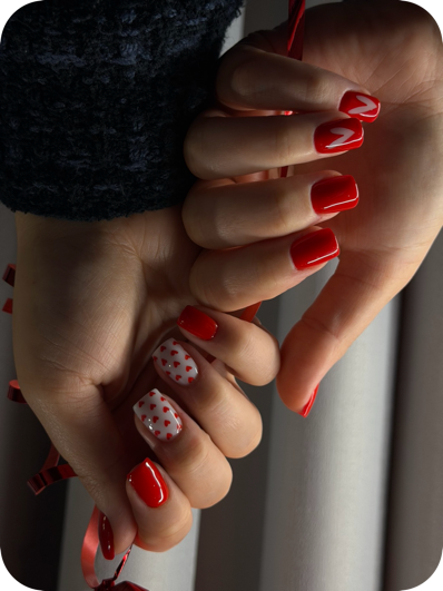 Freshly applied BIAB manicure result